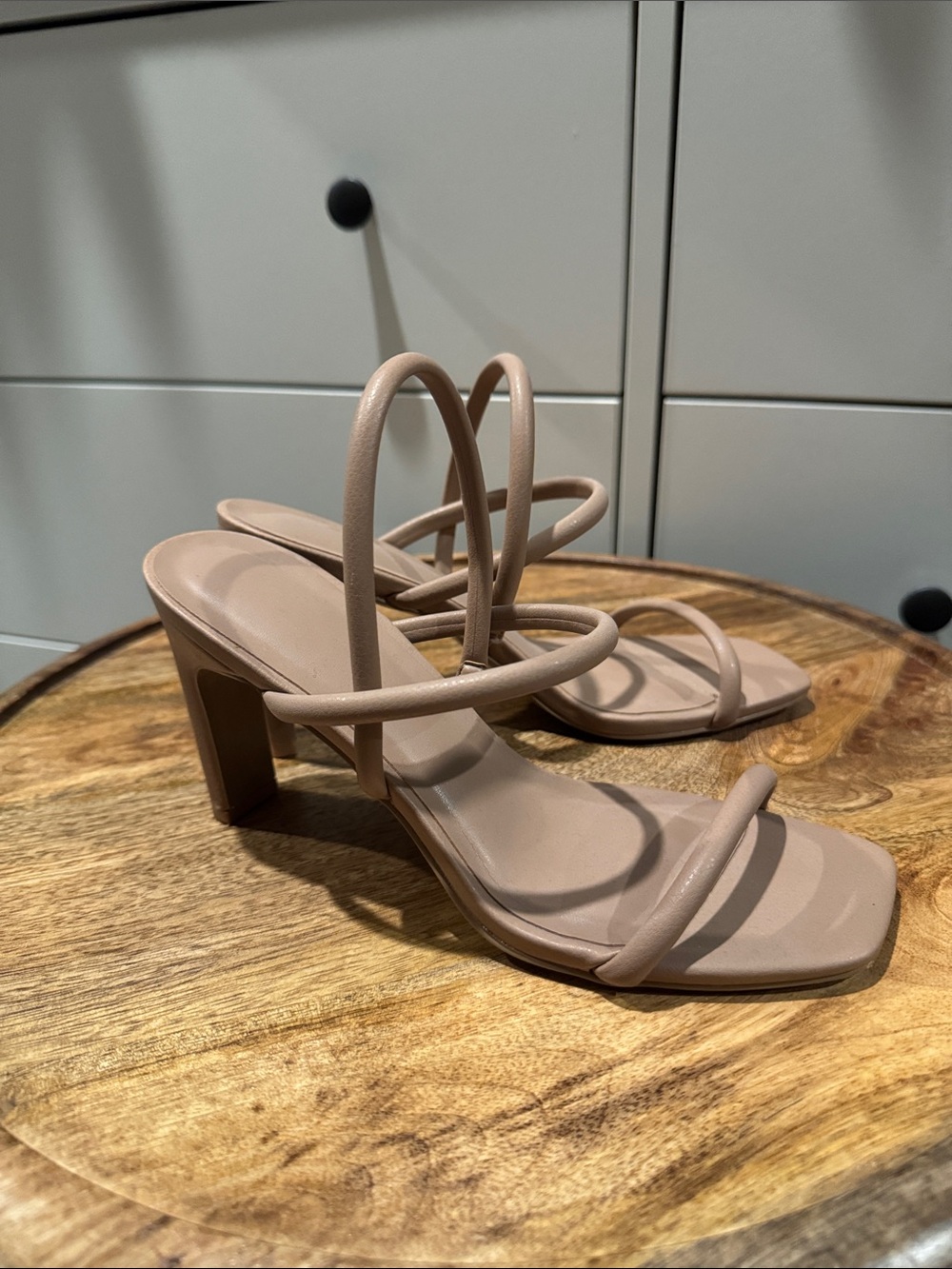 Women’s Strappy Block Heel Sandals in Nude